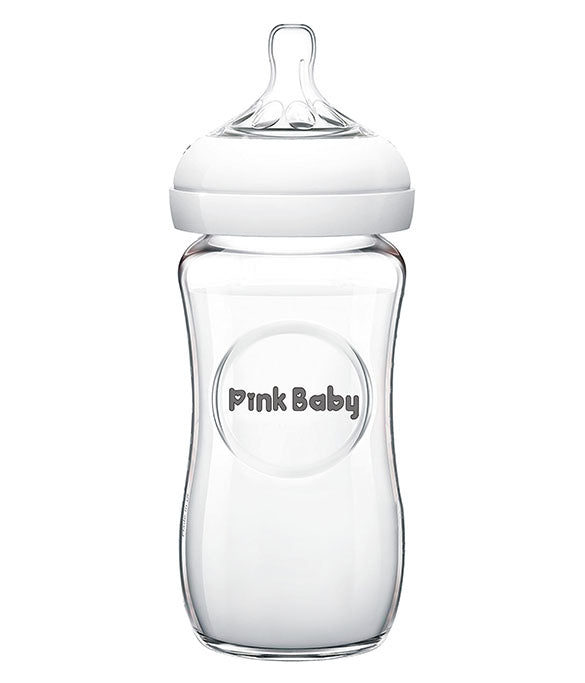 Pink Baby Glass Feeding Bottle 8oz