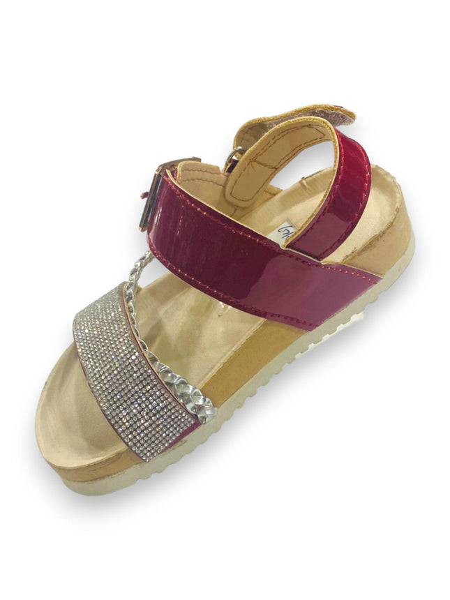 GIRLS SANDALS SILVER MAHROON GR-74