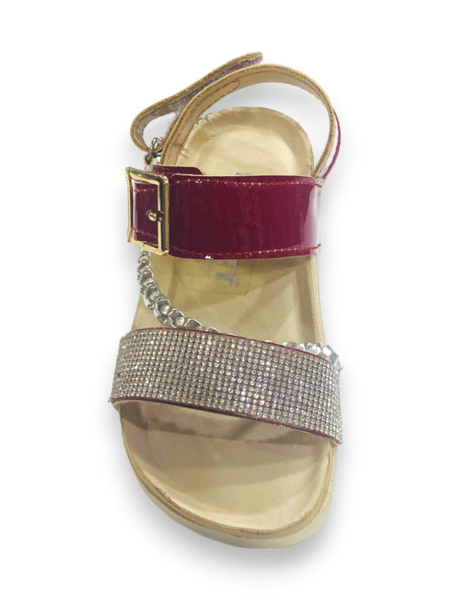 GIRLS SANDALS SILVER MAHROON GR-74