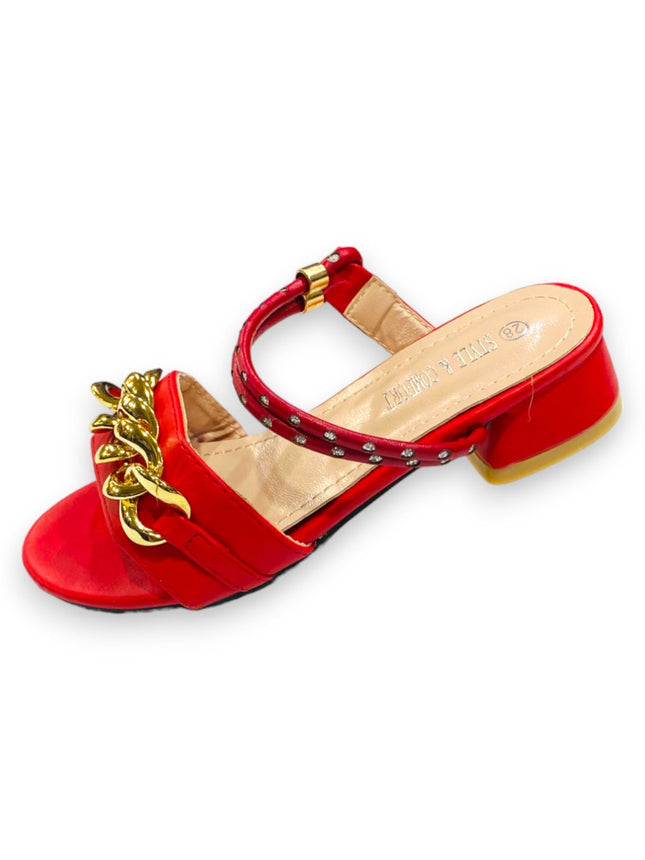 GIRLS SANDALS RED GOLDEN FANCY AN 1009-3