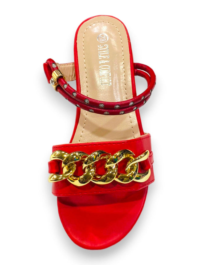 GIRLS SANDALS RED GOLDEN FANCY AN 1009-3