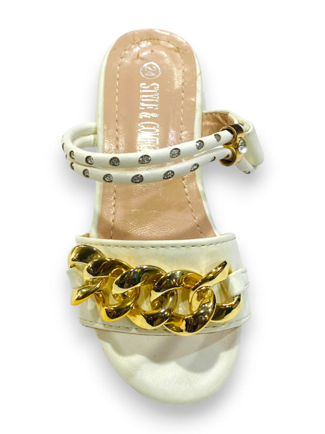 GIRLS SANDALS WHITE GOLDEN FANCY AN 1009-3