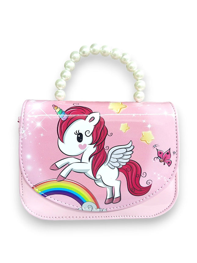 GIRLS FASHION HANDBAG  PERLS PINK UNICORN