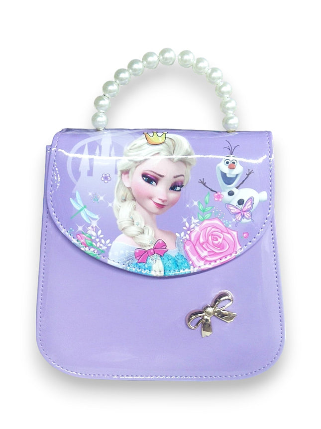 GIRLS FASHION HANDBAG  PERLS  PURPLE FROZEN