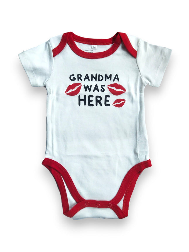 BABY ROMPER GRANDMA WAS HERE WHITE