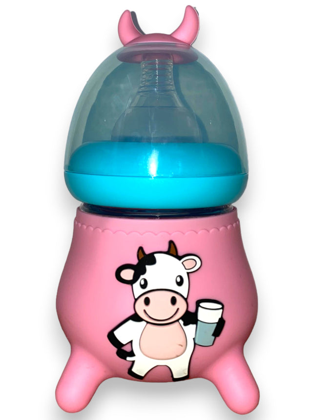 BABY GLASS FEEDER WITH COW SILICONE COVER (120ML/4OZ) 0%BPA