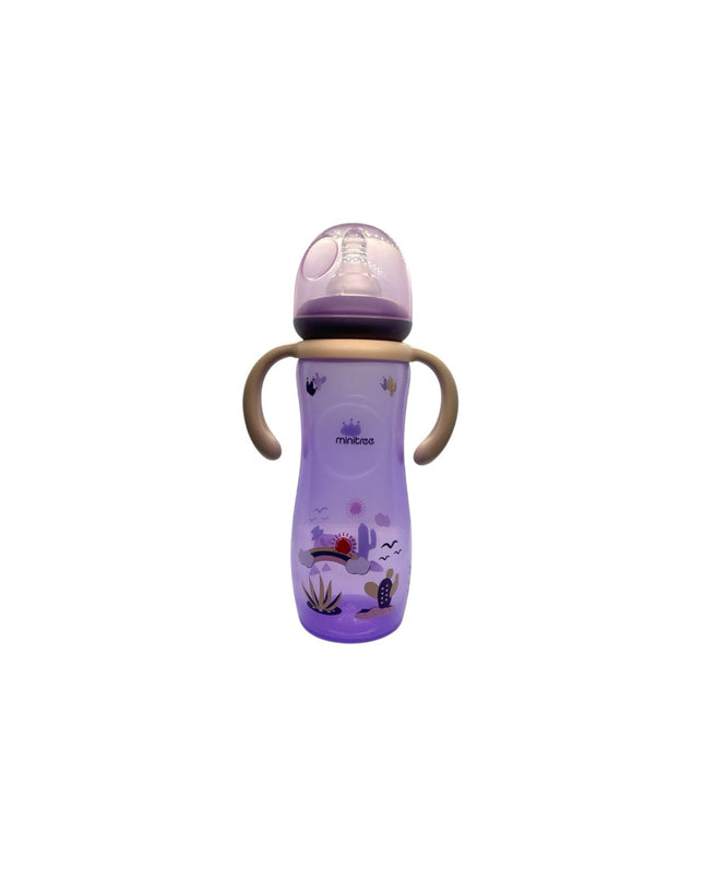 Minitree PP Regular Neck feeding plastic bottle with handle (purple) 9oz/260ml