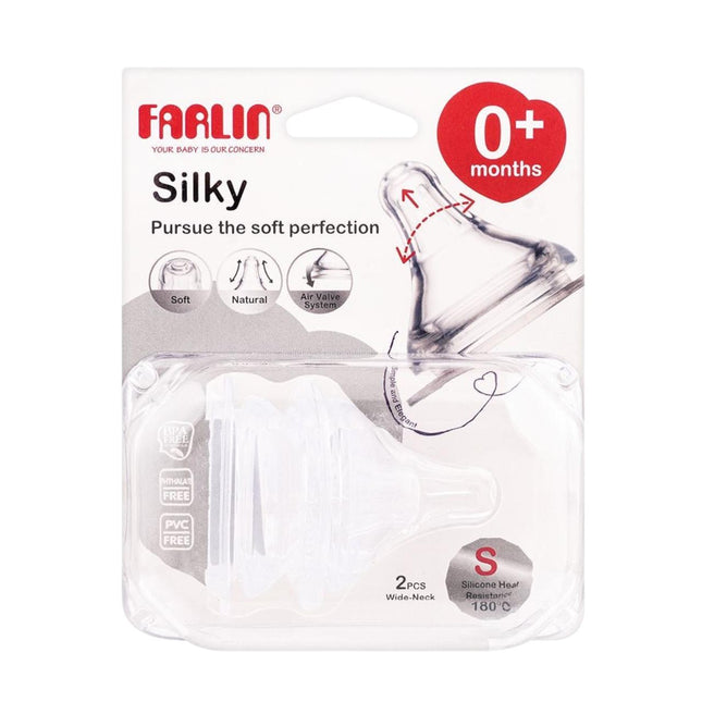 Farlin Silky Soft Nipple 0+ months Wide Neck 2 Pcs