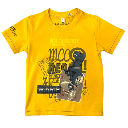 Dino Yellow Round Neck T-Shirt