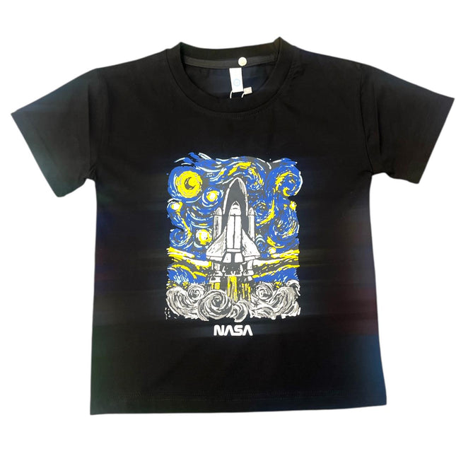 NASA Black Color Round Neck Imported T-Shirt