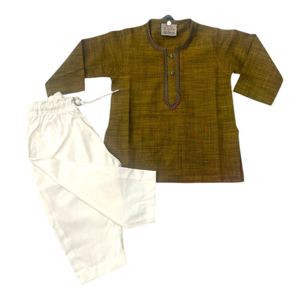 Golden Kurta With White Salwar