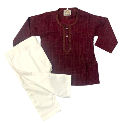 Maroon Kurta White Salwar