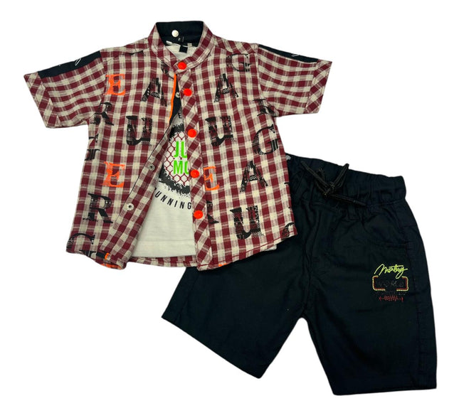 Kids Maroon Shirt with Black Nicker 3 Pcs