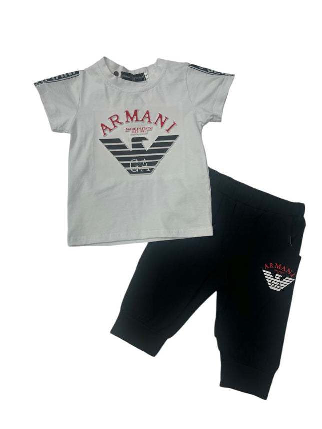 Armani White Shirt With Black Nicker