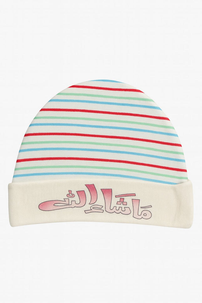 Mamalove Baby Cap – Multicolor Striped “Masha Allah” Cotton Hat