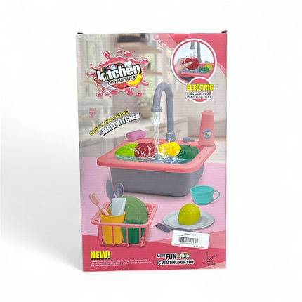 Kids Electric Kitchen Sink Dishwasher Toy Set – Real Water Circulation Play Sink