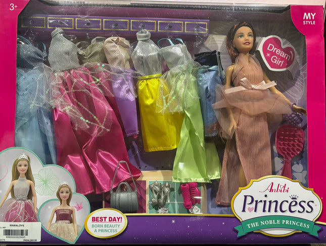 Anbbi Princess Doll Set – Dream Girl with Fashion Dresses & Accessories (3+)