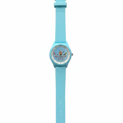 Kids Analog Watch – Light Blue Strap with Colorful Dial Design