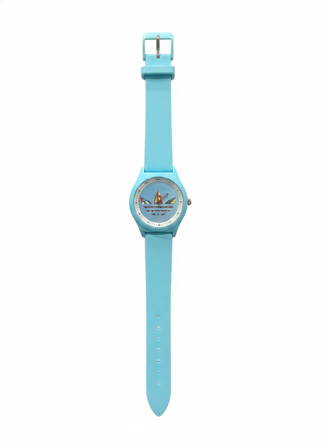 Kids Analog Watch – Light Blue Strap with Colorful Dial Design