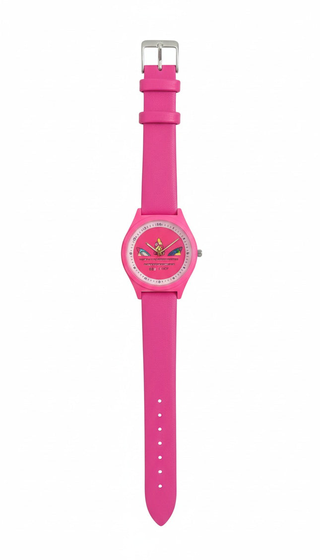 Kids Analog Watch – Pink Strap with Colorful Dial Design