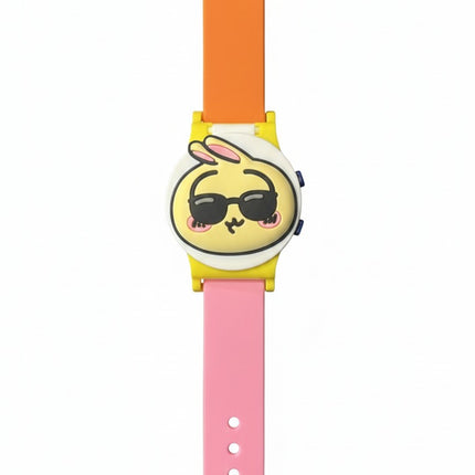 Kids Cool Bunny Cartoon Watch – Orange, Yellow & Pink Strap