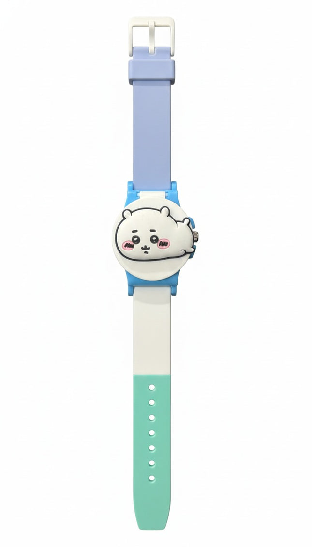 Kids Cute Polar Bear Cartoon Watch – Blue, White & Mint Strap