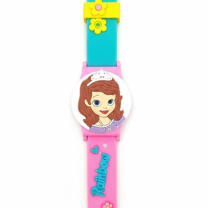 Kids Cartoon Princess Watch – Rainbow Theme with Colorful Strap