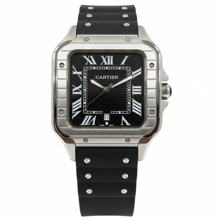 Men’s Luxury Square Analog Watch – Black Dial | Elegant Stainless Steel Design