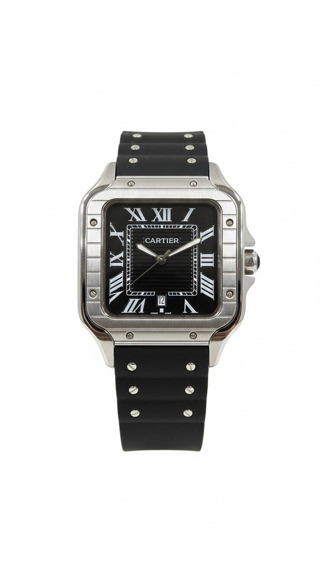 Men’s Luxury Square Analog Watch – Black Dial | Elegant Stainless Steel Design