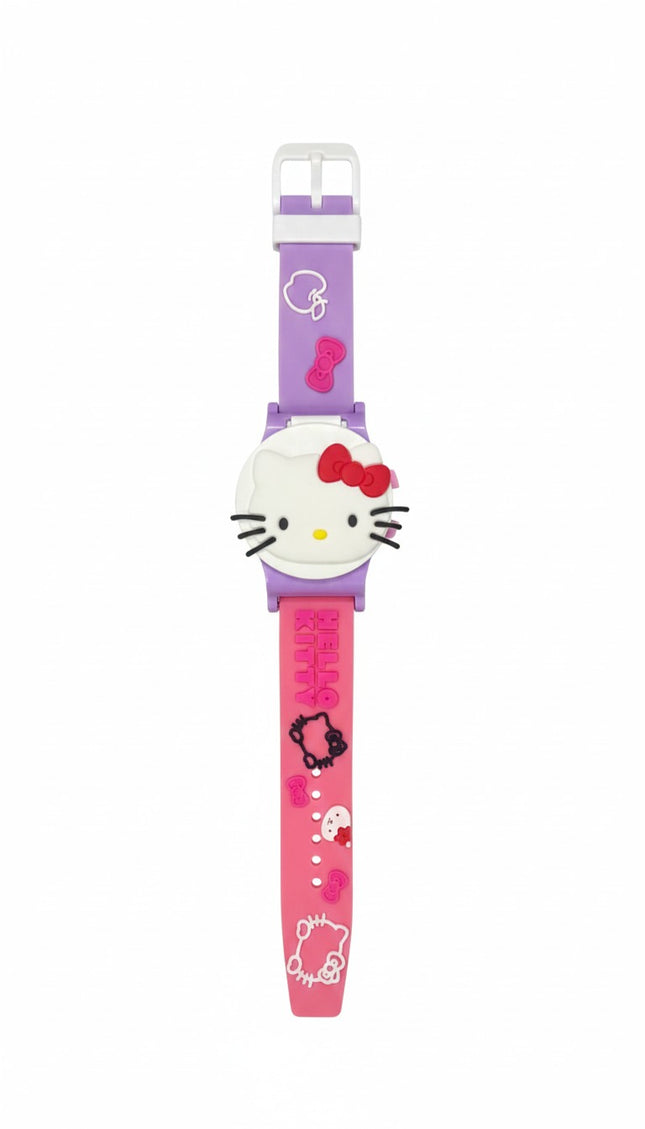 Hello Kitty 3D Cartoon Silicone Kids Wrist Watch – Pink & Purple