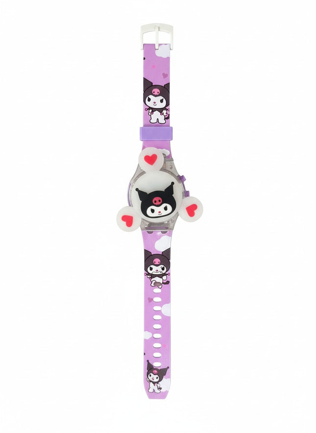 Kids Cartoon Character Watch – Purple Strap with Cute Kuromi Design