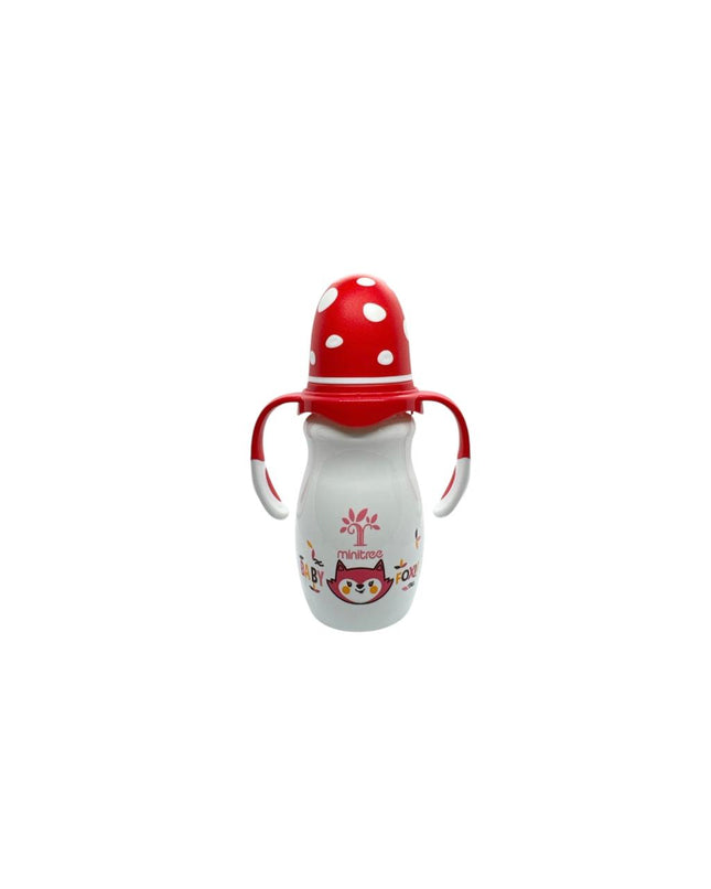 Minitree PP Regular Neck Feeding Plastic Bottle With Handle (Red cover) 5oz/150ml