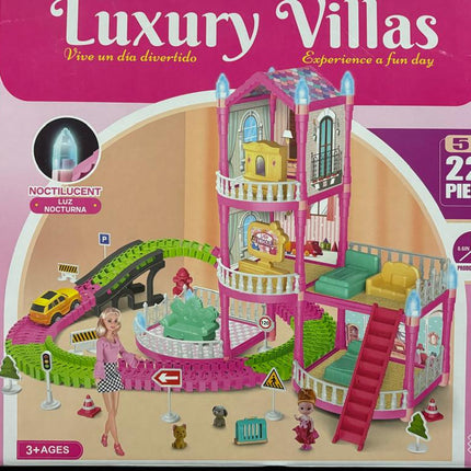 Luxury Villa Dollhouse Playset – 221 Pieces, 5 Rooms with Doll & Accessories (3+)