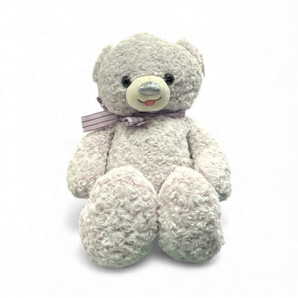 Fluffy Cream Teddy Bear with Bow – Soft Cuddle Plush Toy