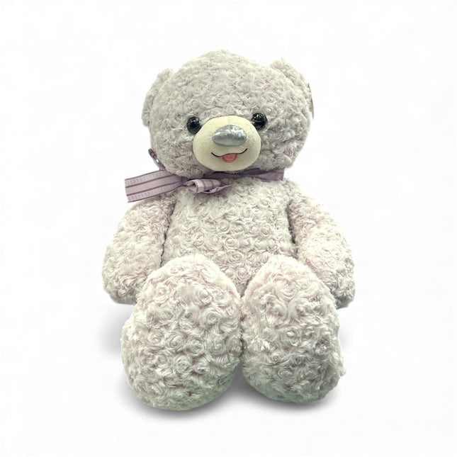 Fluffy Cream Teddy Bear with Bow – Soft Cuddle Plush Toy
