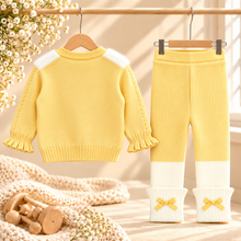 Baby Girls Fluffy Kitty Cardigan & Knitted Pants Set