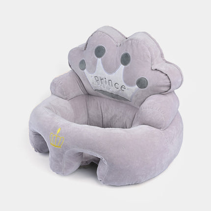 Baby Prince Crown Plush Support Seat – Soft Sitting Chair for Infant Boys (Gray)