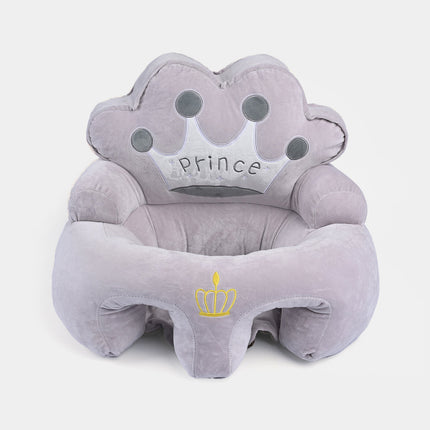 Baby Prince Crown Plush Support Seat – Soft Sitting Chair for Infant Boys (Gray)