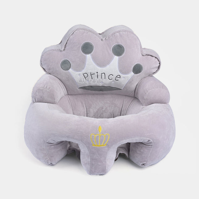Baby Prince Crown Plush Support Seat – Soft Sitting Chair for Infant Boys (Gray)