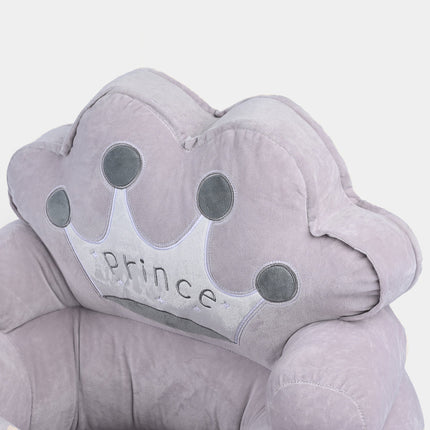 Baby Prince Crown Plush Support Seat – Soft Sitting Chair for Infant Boys (Gray)