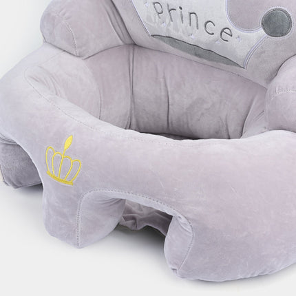 Baby Prince Crown Plush Support Seat – Soft Sitting Chair for Infant Boys (Gray)