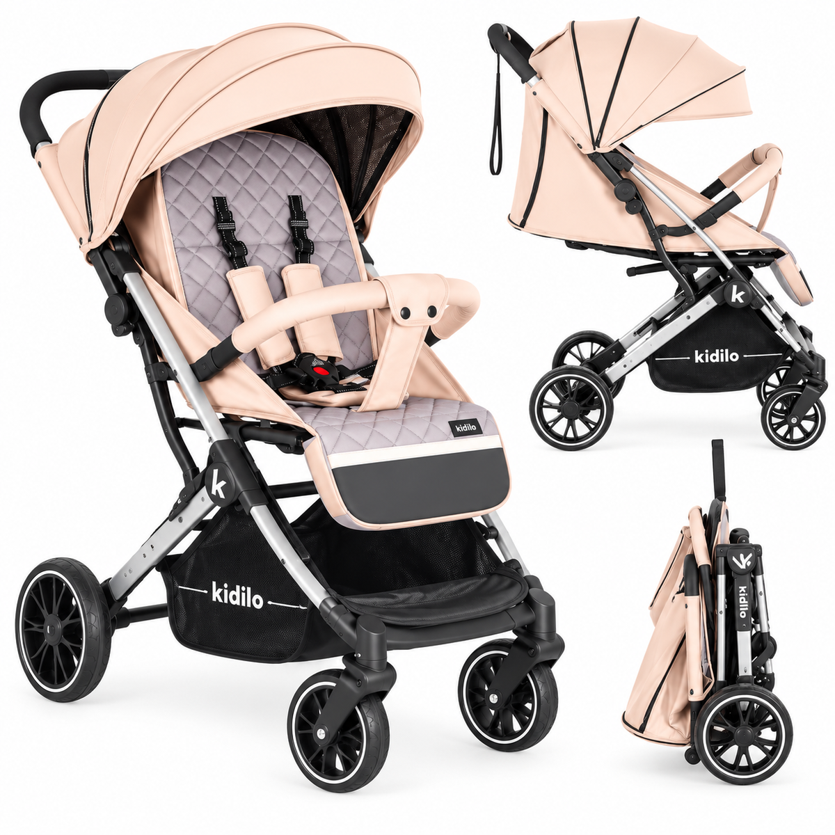 Kidilo K12 Khaki Lightweight Baby Stroller