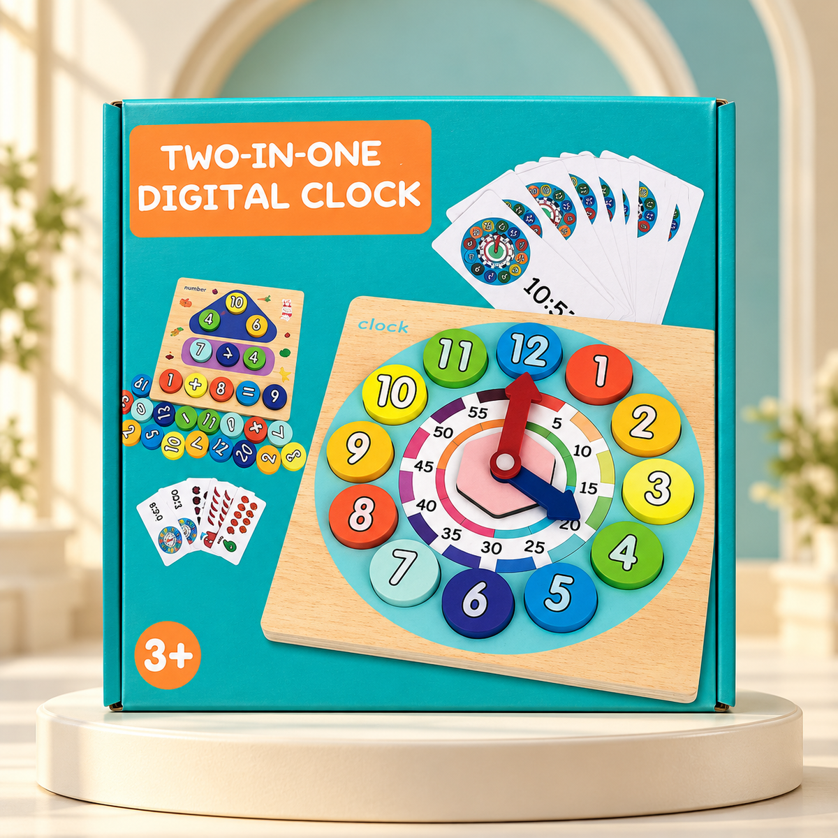 Tick-Tock & Count – 2-in-1 Wooden Clock & Maths Set
