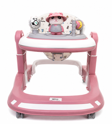 Cute Panda Baby Walker with Music & Activity Toys – Adjustable Infant Learning Walker (Pink)