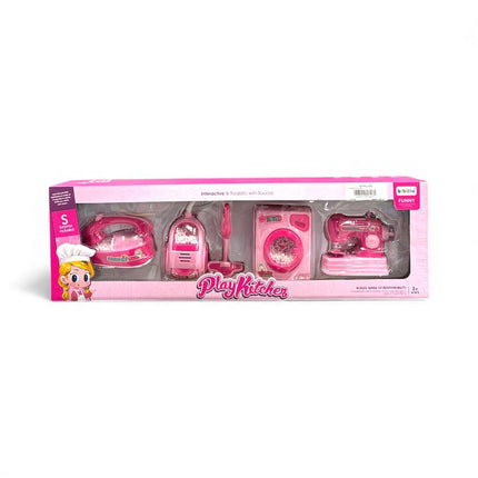 Play Kitchen Home Appliance Set – Mini Iron, Vacuum, Washer & Mixer for Kids 💕👩‍🍳