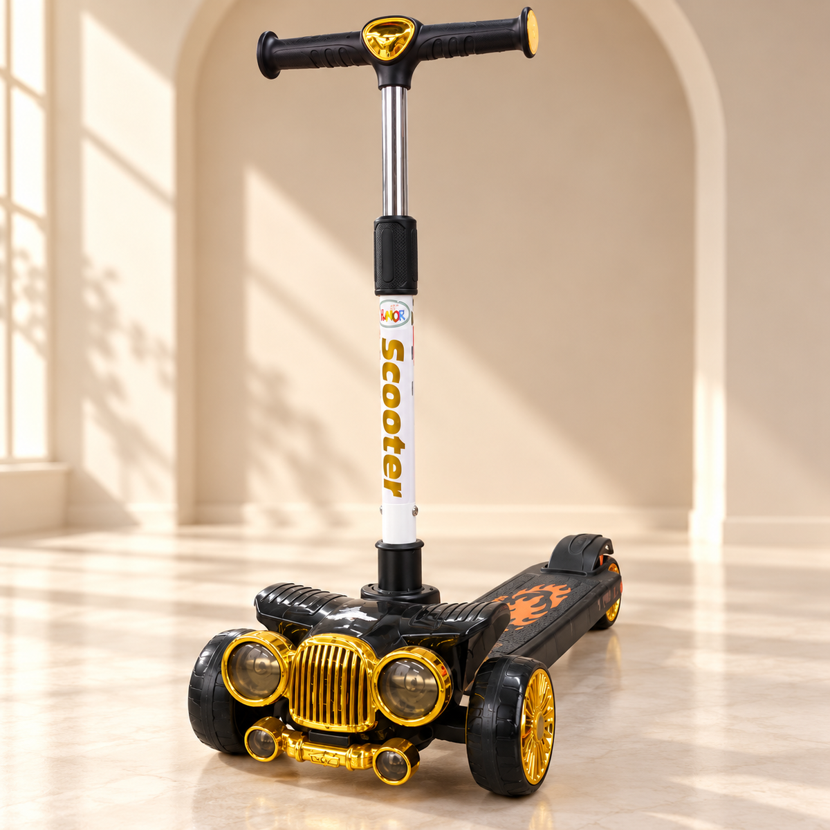 Little Cruiser Black &amp; Gold 3-Wheel Scooter