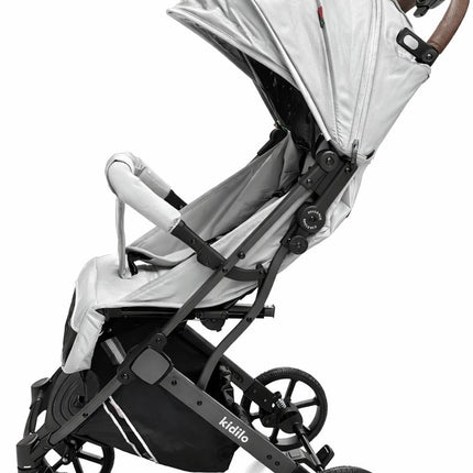 KIDILO  v1 - Premium Baby Stroller with Adjustable Recline, Large Canopy & Smooth-Ride Wheels – Light Grey