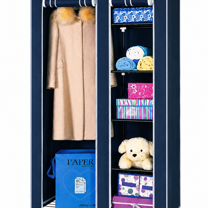 Portable Wardrobe Closet – with 5 Storage Shelves, Dustproof Clothes Organizer