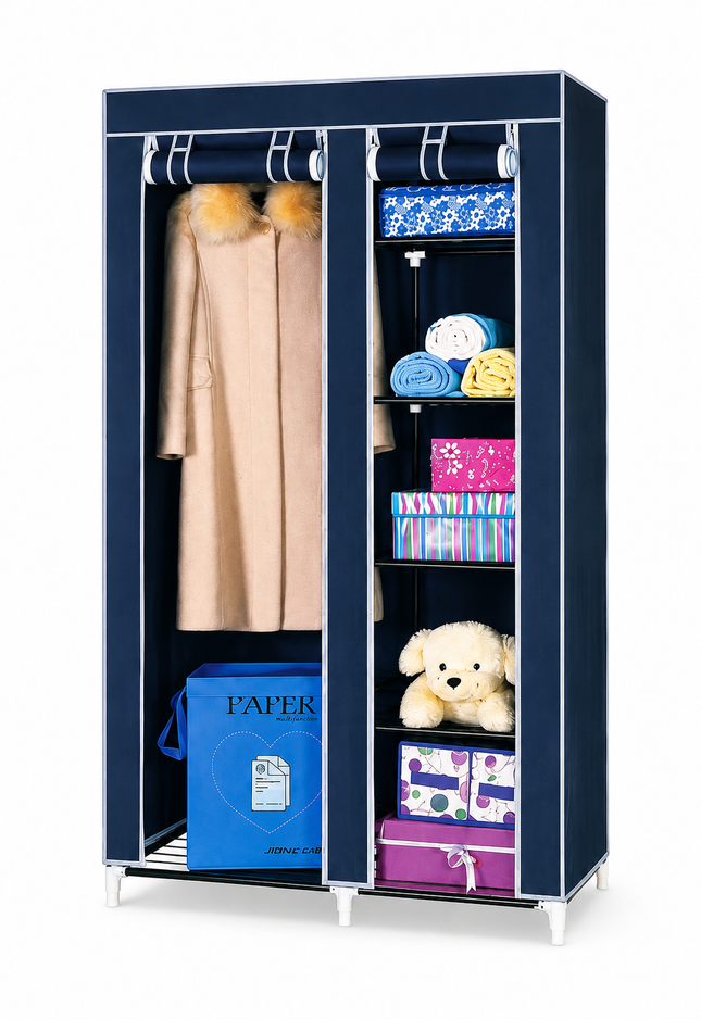Portable Wardrobe Closet – with 5 Storage Shelves, Dustproof Clothes Organizer