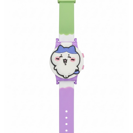 Kids Cartoon Character Watch – Pastel Green & Purple Strap (Cute Puppy Design)